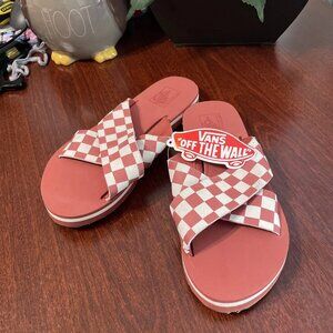 Vans Women's Cross Strap Checkerboard Sandals In Terry Cloth - Size 5 - NWT